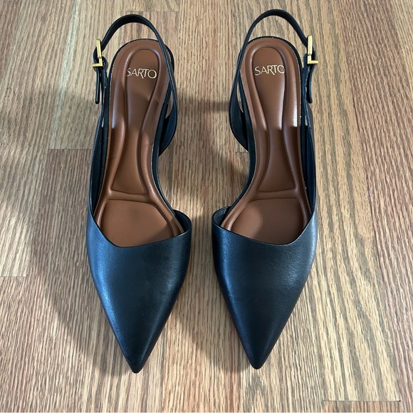 Sarto Half d'Orsay Pointed Toe Kitten Heel Pump - Picture 2 of 4